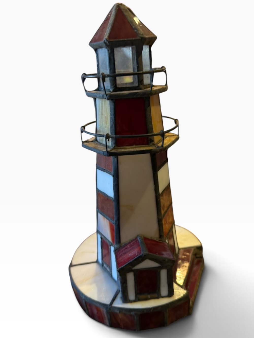 Home Trends Red & White Tiffany Style Lamp NIB